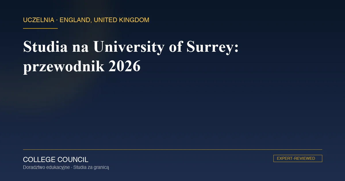 Kampus Stag Hill University of Surrey w Guildford z jeziorem i budynkiem biblioteki