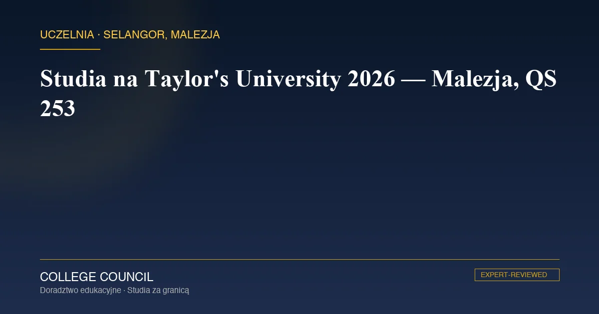 Kampus Lakeside Taylor's University nad jeziorem w Subang Jaya pod Kuala Lumpur
