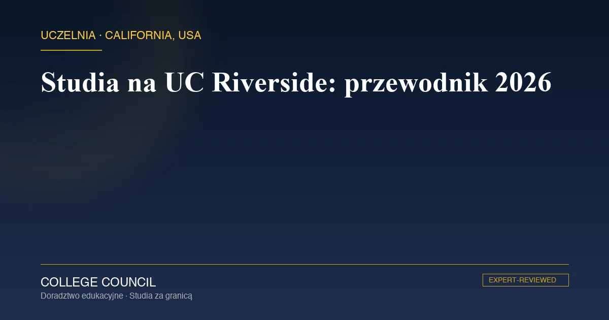 Kampus University of California, Riverside z wieżą Bell Tower na tle gór San Bernardino