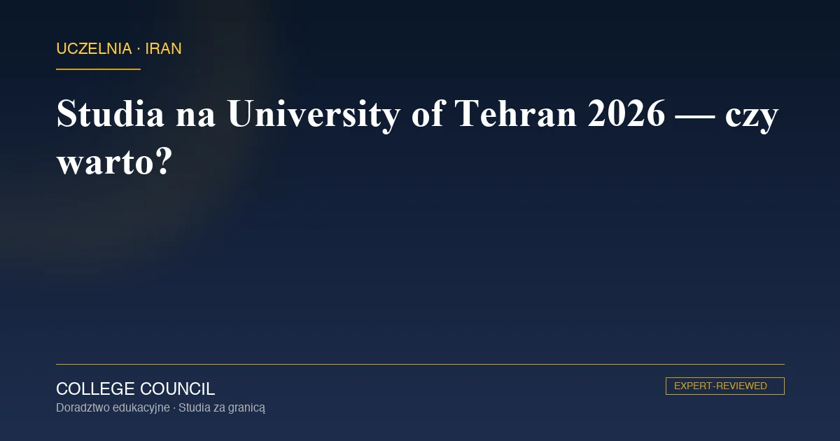 Główna brama University of Tehran z charakterystycznym betonowym logo uczelni